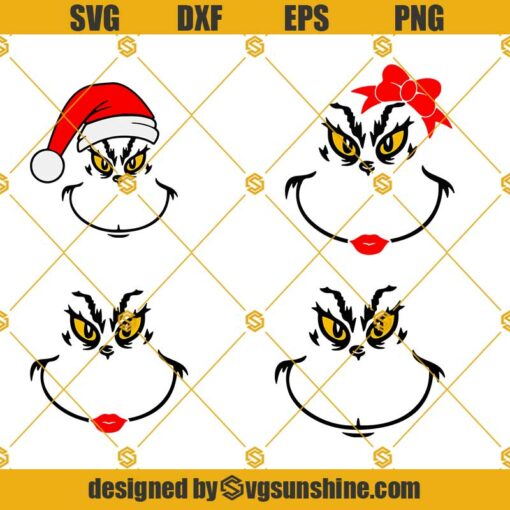Grinch Face SVG, Grinch Face Bundle Svg, Grinch Svg, Grinch Christmas Svg