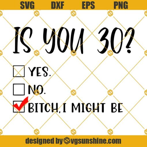 Is You 30 Svg, Bitch I Might Be SVG, Funny 30th Birthday Svg, Funny Birthday Svg, Sarcastic Sassy Birthday Svg, 30th Svg