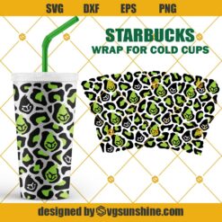 Grinch Leopard Starbucks Cup Full Wrap SVG, Grinch Starbucks Cup SVG, Leopard Starbucks Wrap SVG, Christmas Starbucks Cold Cup SVG