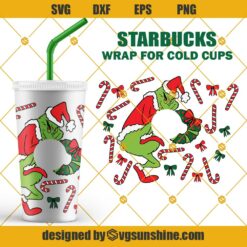 Grinch Candy Cane Starbucks Tumber Svg, Grinch Christmas Starbucks Cup Svg Png Dxf Eps Cricut