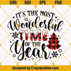 Christmas Buffalo Plaid Tree SVG, It’s the Most Wonderful Time of the Year SVG, Buffalo Plaid SVG, Christmas quote SVG, Snowflake SVG