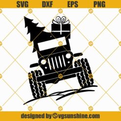 Christmas Jeep SVG, Jeep Christmas Tree And Gift Box SVG, Jeep SVG