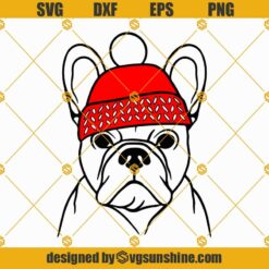 French Bulldog With Hat Winter Christmas SVG, French Bulldog SVG PNG DXF EPS Cricut