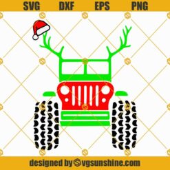 Jeep Reindeer Santa Hat Christmas SVG, Jeep Christmas SVG, Jeep Santa Hat SVG