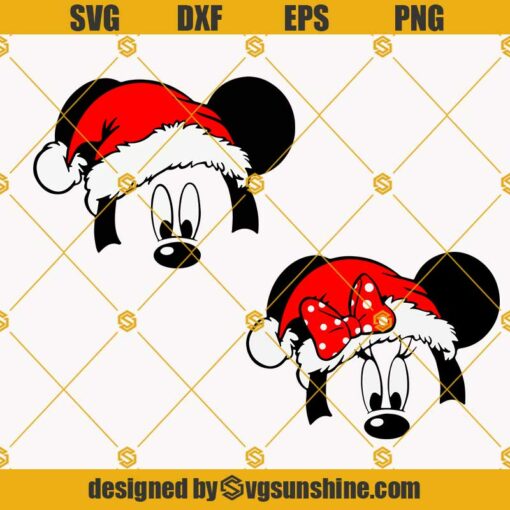 Mickey And Minnie Santa Hat Christmas SVG