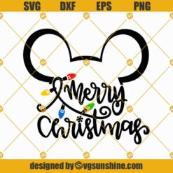 Mickey Ear Merry Christmas Lights SVG, Mickey Christmas SVG, Christmas Lights SVG PNG DXF EPS Files Cricut Silhouette