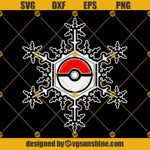 Pokemon Christmas SVG, Snowflake Pokeball SVG, Snowflake SVG