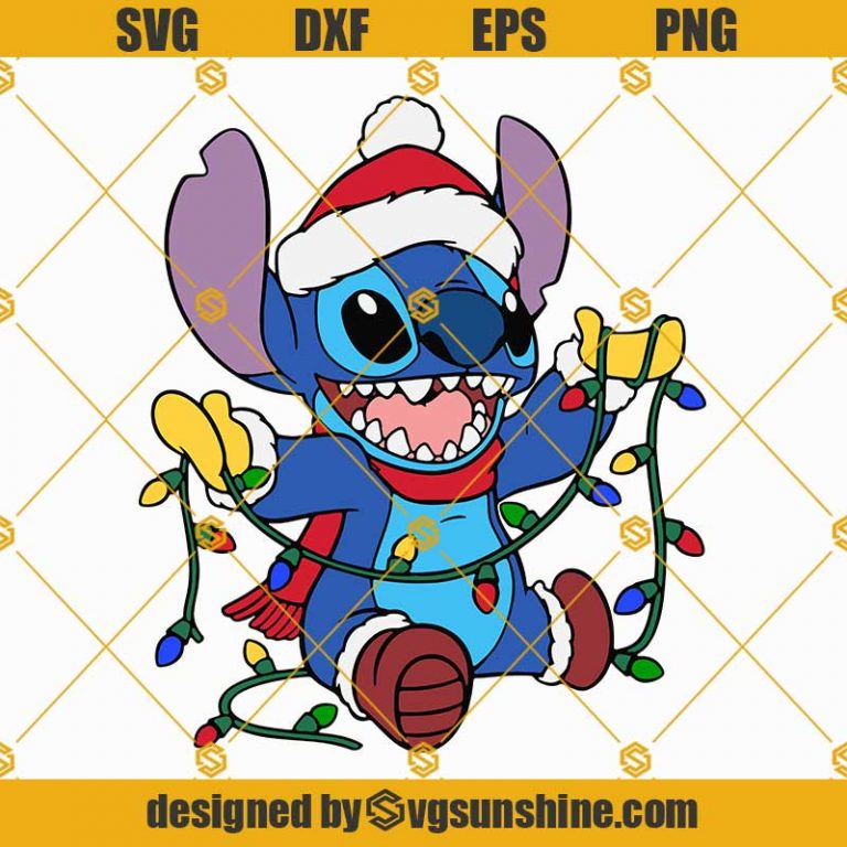 Stitch Santa Christmas SVG, Stitch Christmas Lights SVG, Stitch Santa SVG