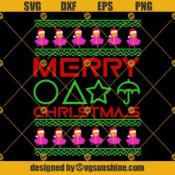 SQUID GAMES MERRY CHRISTMAS SVG, Squid Games Ugly Christmas Sweater SVG PNG DXF EPS