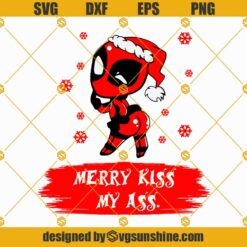 Deadpool Merry Kiss My Ass SVG PNG DXF EPS, Funny Christmas SVG, Deadpool Santa Hat Christmas SVG