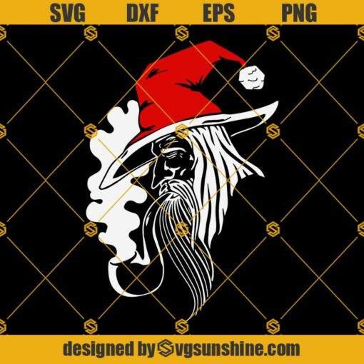 Gandalf Santa Hat Christmas SVG PNG DXF EPS Cut Files For Cricut Silhouette