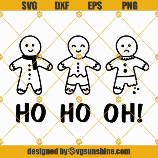 Gingerbread Ho Ho Oh! SVG, Cute Funny Christmas Gingerbread Man Quote SVG PNG DXF EPS Vector Clipart