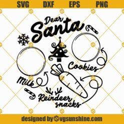 Dear Santa Tray SVG, Christmas Cookies and Milk Tray SVG, Reindeer Snacks SVG, Santa Plate SVG