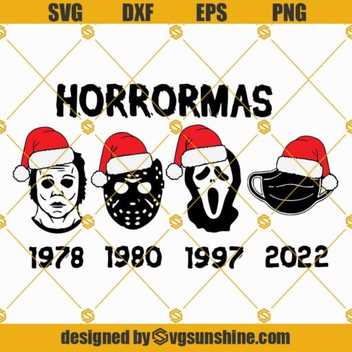Horrormas Santa Hat Christmas SVG, Horror Christmas SVG, Michael Myers Christmas SVG, Jason Voorhees Santa Hat Christmas SVG