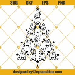 Frenchie Christmas SVG, Christmas French Bulldog SVG, Dog Christmas Tree SVG