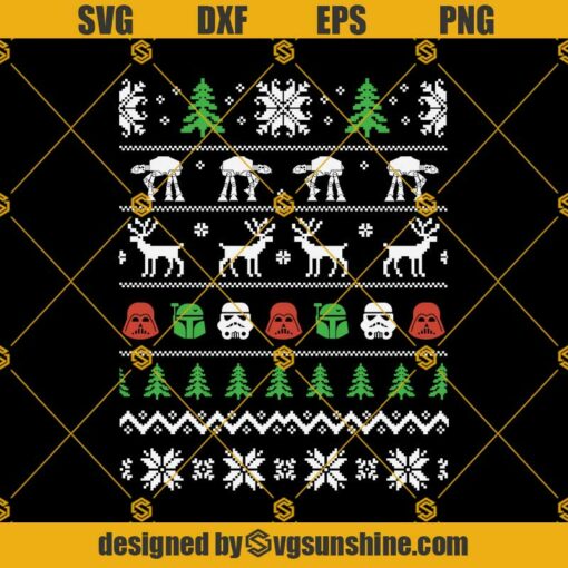 Star Wars Ugly Christmas Sweater SVG, Darth Vader Stormtrooper Star Wars Ugly Sweater Christmas SVG PNG DXF EPS Designs For Shirts