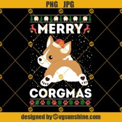 Merry Corgmas PNG, Santa Corgi PNG, Corgi Ugly Christmas Sweater PNG