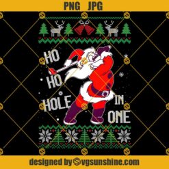 Santa Claus Golfer Ho Ho Ugly Christmas Sweater PNG Designs For Shirts