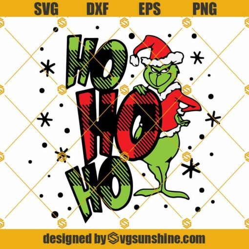 HO HO HO Grinch Christmas SVG, Grinch SVG, Merry Christmas SVG PNG DXF EPS Cricut Silhouette