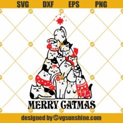 Merry Catmas SVG, Cat Christmas Tree SVG, Christmas Tree SVG