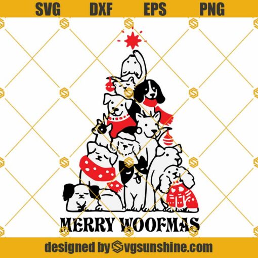 Merry Woofmas SVG, Dog Christmas Tree SVG, Dog Christmas SVG