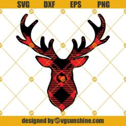 Plaid Christmas Deer SVG, Buffalo Plaid Reindeer SVG, Reindeer SVG