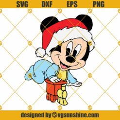 Christmas Baby Mickey Mouse SVG, Baby Mickey Mouse SVG, Mickey Mouse Santa Hat SVG Cricut file