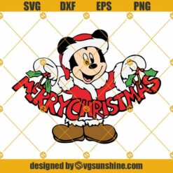 Merry Christmas Mickey Mouse Santa Claus SVG, Disney Christmas SVG, Mickey Mouse SVG Cut File