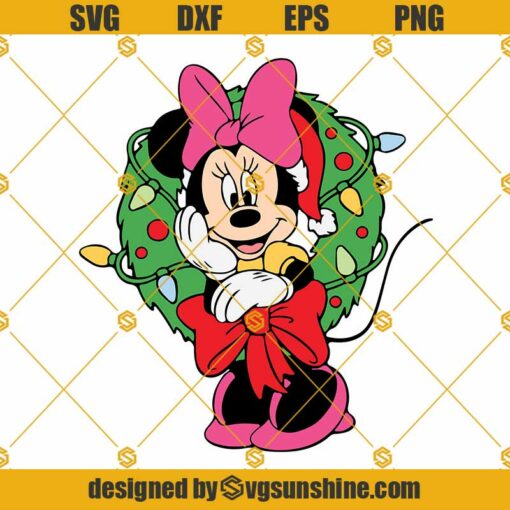 Minnie Mouse Christmas Wreath SVG, Minnie Mouse Christmas SVG, Minnie Mouse SVG