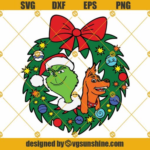 Grinch And Dog Christmas Wreath Svg, Grinch Christmas Svg, Grinch And Dog Svg, Christmas Wreath Svg