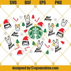 Christmas Bad Bunny Starbucks Cup SVG, Bad Bunny Christmas SVG, Christmas Starbucks Cold Cup SVG