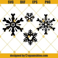 Mickey Snowflakes SET 4 SVG PNG DXF EPS cut file, Mickey Mouse Snowflakes SVG Bundle, Mickey Snowflake SVG
