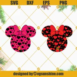 Mickey Minnie Mouse Head Valentines SVG, Happy Valentine’s Day SVG, Disney Valentine SVG PNG DXF EPS Files For Cricut