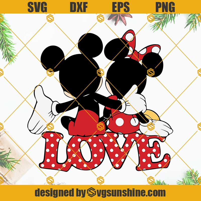 Disney Valentines Mickey Minnie Love Hug SVG Valentines Day SVG PNG DXF EPS Cut Files For