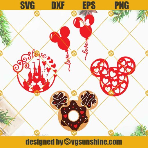 Disney Valentines Day SVG Bundle, Valentines SVG, Valentines Day SVG, Disney Valentine SVG, Mickey Minnie Heart SVG, Kids Valentines Day SVG