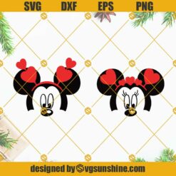 Mickey Minnie Mouse Head Heart SVG BUNDLE, Disney Valentines Day SVG, Mickey Minnie Mouse Head SVG PNG DXF EPS Vector Clipart
