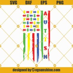 Autism SVG, Autism USA Flag SVG, Autism Awareness SVG PNG DXF EPS Files For Cricut Silhouette
