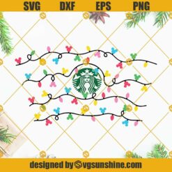 Christmas Lights Starbucks Cup Full Wrap SVG, Mickey Mouse Christmas Lights Starbucks SVG, Christmas Lights SVG PNG DXF EPS Cricut