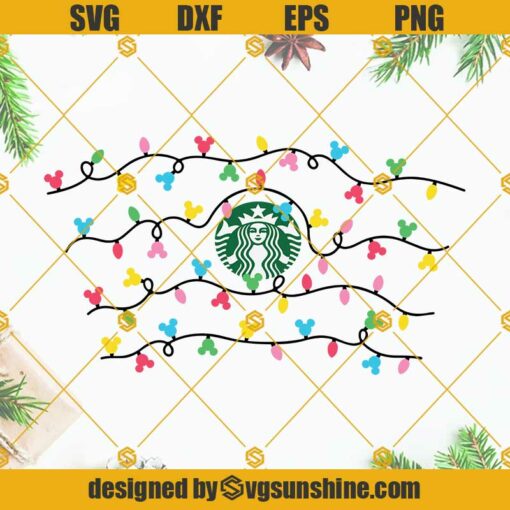 Christmas Lights Starbucks Cup Full Wrap SVG