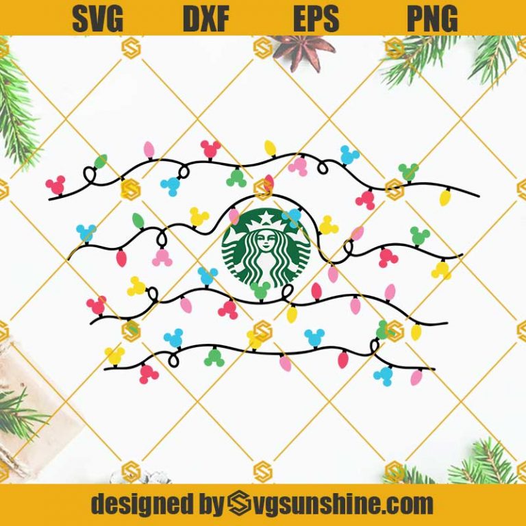 Christmas Lights Starbucks Cup Full Wrap SVG, Mickey Mouse Christmas