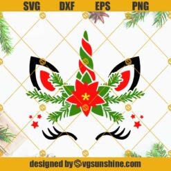 Christmas Unicorn SVG, Unicorn SVG, Unicorn Eyelashes SVG, Unicorn Birthday SVG, Unicorn Face SVG PNG DXF EPS Cricut Silhouette