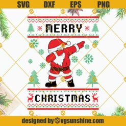 Merry Christmas Dabbing Santa SVG, Santa Dabbing Ugly Christmas Sweater SVG PNG DXF EPS Cut Files For Cricut Silhouette