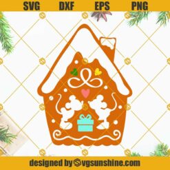 Mickey Minnie Mouse Christmas Gingerbread House SVG, Christmas Holiday Decor SVG Cut File For Cricut