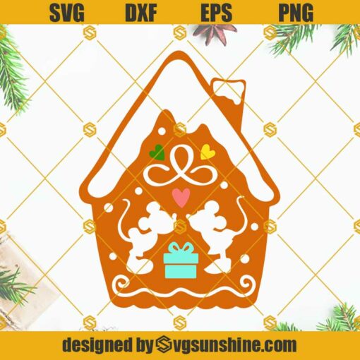 Mickey Minnie Mouse Christmas Gingerbread House SVG