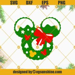 Mickey Minnie Mouse Heads Christmas Wreath SVG PNG DXF EPS Cut Files For Cricut Silhouette
