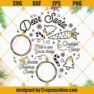 Santa Cookie Plate SVG, Dear Santa Tray SVG Vector Silhouette, Cookies ...