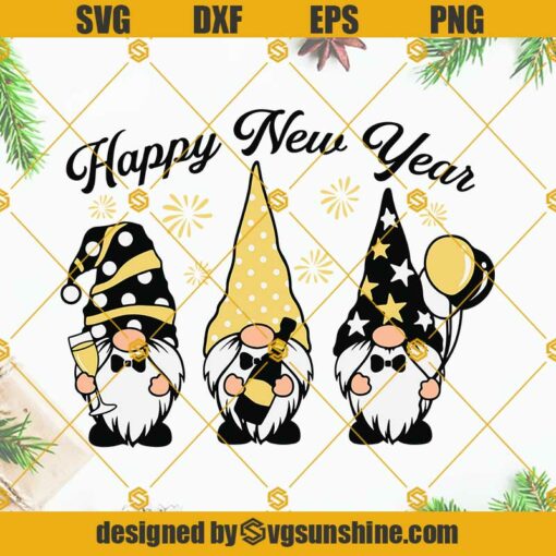 New Year Gnomes SVG, Happy New Year Gnomes SVG, Gnome New Year SVG Files for cricut, Gnome Svg files for Silhouette