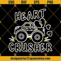 Heart Crusher SVG, Monster Truck SVG, Valentines SVG, Valentine's Day SVG