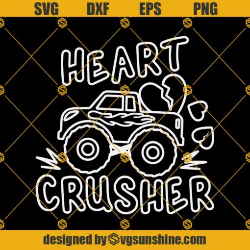 Heart Crusher SVG, Monster Truck SVG, Valentines SVG, Valentine’s Day SVG