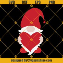 Gnome With Heart SVG, Gnome SVG, Valentine Gnome SVG, Heart SVG, Valentine’s Day SVG Silhouette Cricut